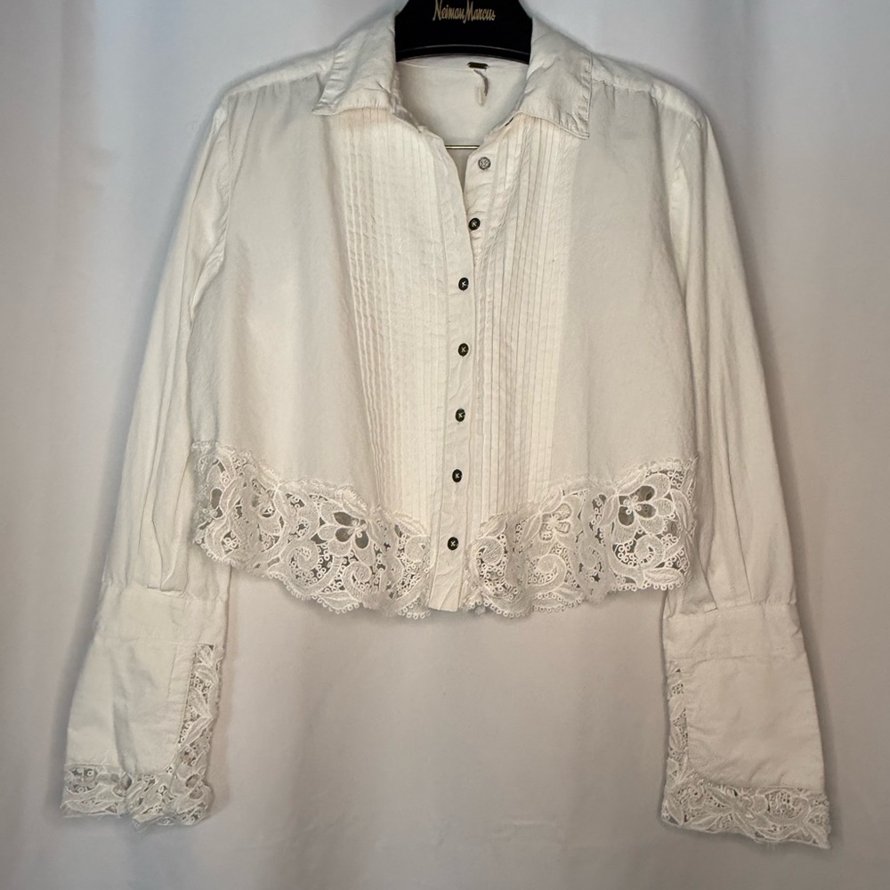 Free People Hooked On You Cotton Lace Blouse
